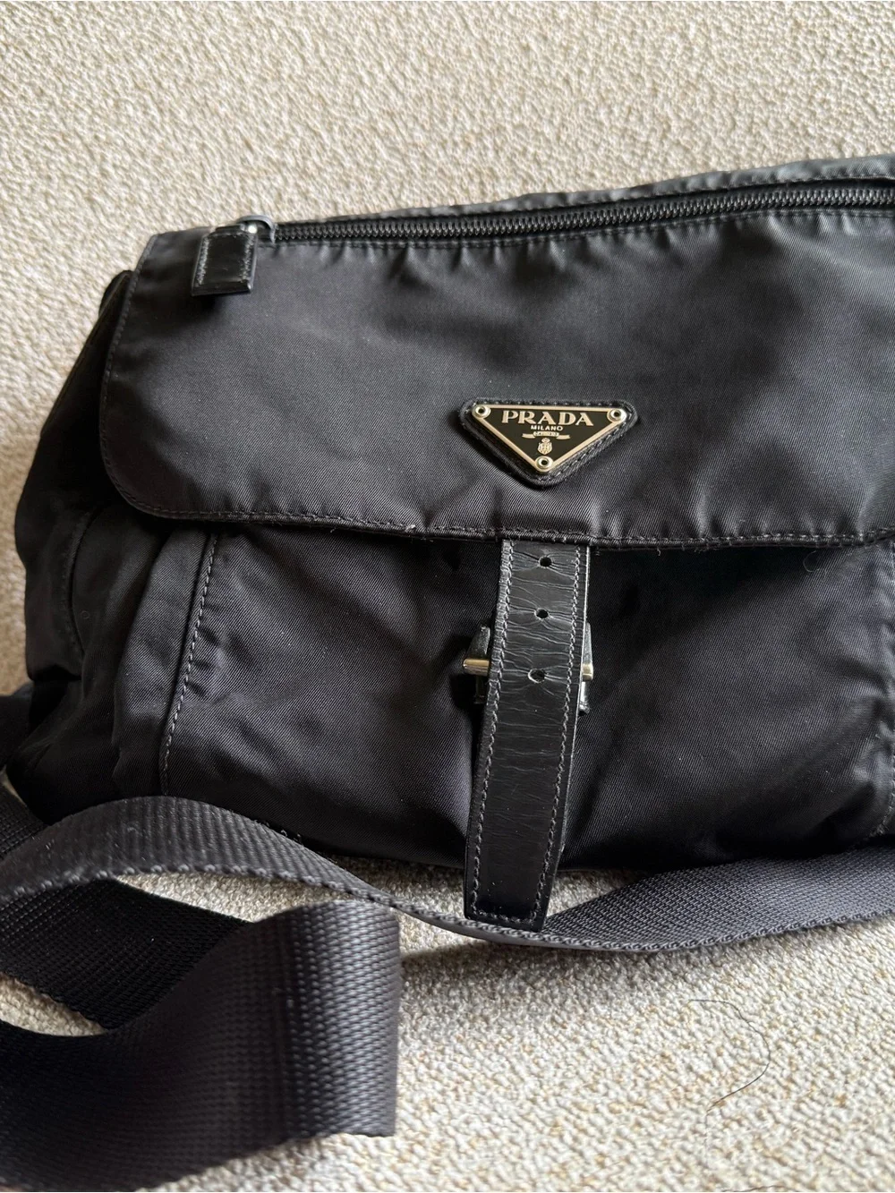 Prada Black Nylon Crossbody Messenger with Leather Trim - Picture 1 of 9